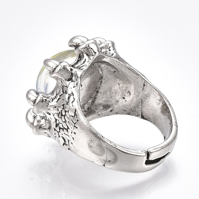 Adjustable Alloy Glass Finger Rings RJEW-T006-03D-1