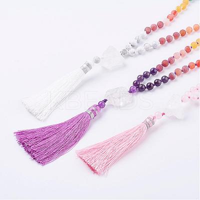 Frosted Natural Weathered Agate and Gemstone Necklace NJEW-F159-A-1
