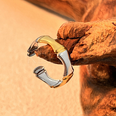 Bamboo Joint 304 Stainless Steel Cuff Rings LS-RJEW-S626-06GP-A-1