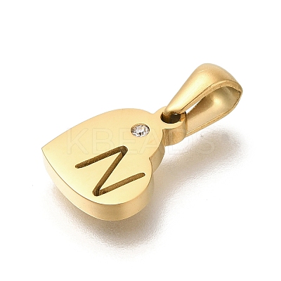 304 Stainless Steel Heart Pendants with Rhinestone STAS-Z103-01G-14-1