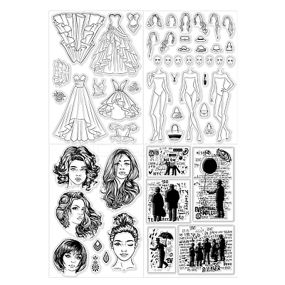 4Pcs 4 Styles Human PVC Plastic Clear Stamps DIY-CA0006-64H-1