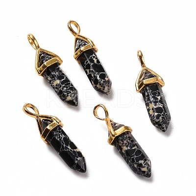 Synthetic Black Imperial Jasper Pointed Pendants G-K329-19G-1