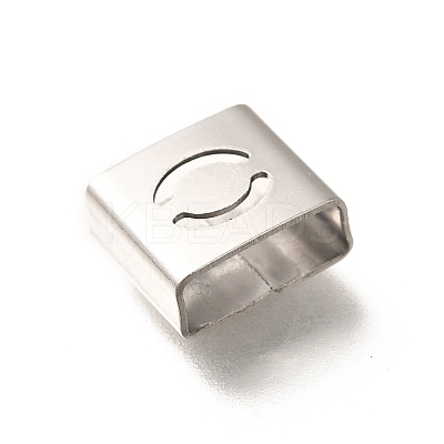 Letter Style 304 Stainless Steel Square Slide Charms STAS-L132-26O-1