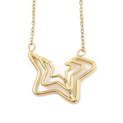 304 Stainless Steel Star Outline Pendant Cable Chain Necklaces NJEW-H044-01G-1