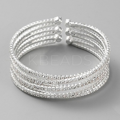 Crystal Rhinestone Tennis Cuff Bangle BJEW-WH0017-32-1