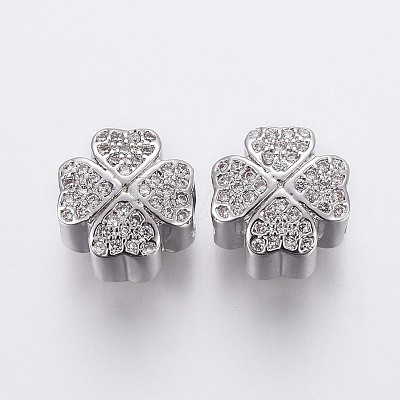 Brass Micro Pave Cubic Zirconia European Beads OPDL-P001-28-1