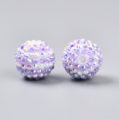 Stripe Pattern Resin AB Rhinestone Round Beads RESI-S313-18x20-16-1