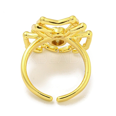 Rack Plating Brass Micro Pave Cubic Zirconia Spider Open Cuff Rings for Women RJEW-I104-22G-1