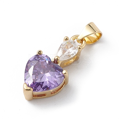 Rack Plating Brass Cubic Zirconia Pendants KK-E003-19G-1