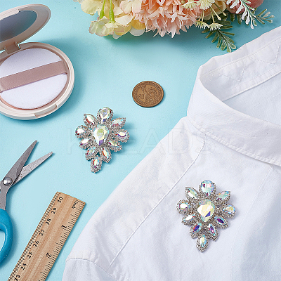 2Pcs Silver Alloy Glass Brooch JEWB-FG0001-55B-1