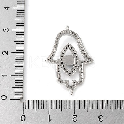 Brass Micro Pave Cleear & Black Cubic Zirconia Evil Eye Hamsa Hand Connector Charms KK-C086-15A-P01-1