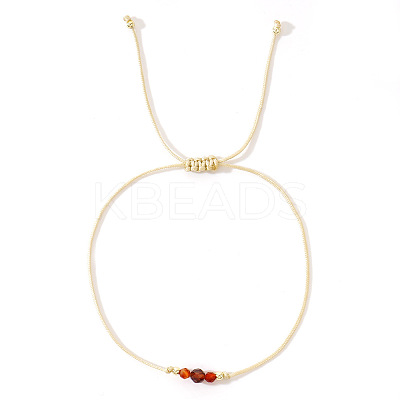 Simple Casual Brass & Natural Red Agate Beads Braided Bracelets LM1536-3-1