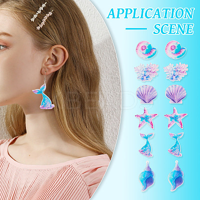 DIY Ocean Themed Acrylic & Stainless Steel Dangle Earring Jewelry Kits DIY-TA0010-53-1
