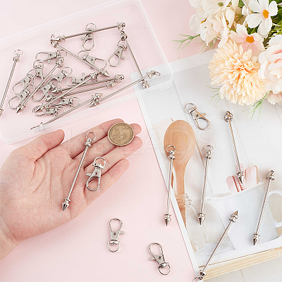 20Pcs Alloy Beadable Bar Keychain for DIY Crafts Jewelry Making KEYC-SC0001-14-1