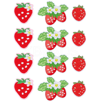 12Pcs 3 Styles Strawberry Computerized Embroidery Cloth Iron on/Sew on Patches PATC-PH0001-36-1