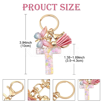 Resin & Acrylic & Faux Suede Tassel Keychain KEYC-YW00124-01-1