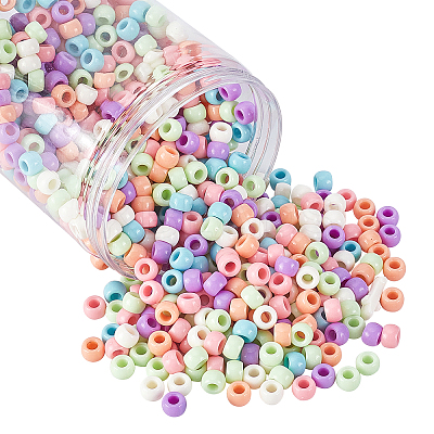 240g 6 Colors Acrylic Large Hole Beads Candy Color Flat Round/Disc SACR-CA0001-09-1