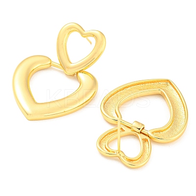 Rack Plating Brass Hollow Heart Dangle Stud Earrings EJEW-A028-04G-1