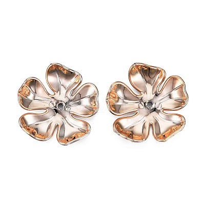 5-Petal Electroplate Opaque Acrylic Bead Caps SACR-T132-01-1