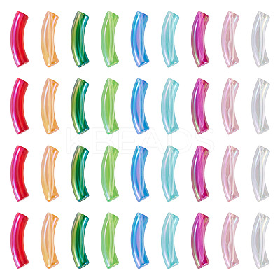 50Pcs UV Plating Transparent Rainbow Iridescent Acrylic Beads OACR-TA0004-19-1