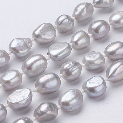 Natural Pearl Beaded Necklaces NJEW-P149-01A-01-1
