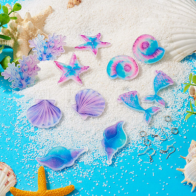 DIY Ocean Themed Acrylic & Stainless Steel Dangle Earring Jewelry Kits DIY-TA0010-53-1