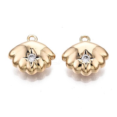 Brass Micro Pave Clear Cubic Zirconia Charms KK-Q764-004-1
