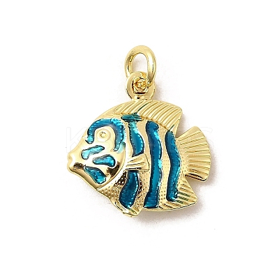 Brass Enamel Pendants KK-I378-13G-D-1
