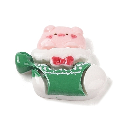 Animal Christmas Socking Theme Opaque Resin Decoden Cabochons RESI-S397-03F-1