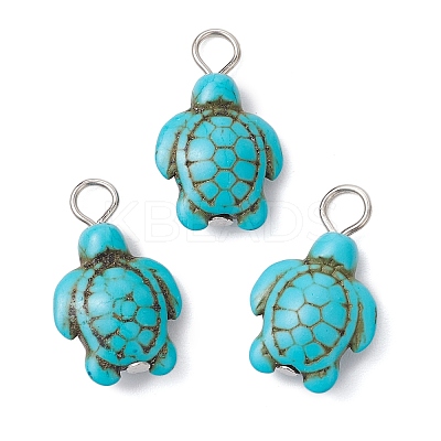 Dyed Synthetic Turquoise Pendants PALLOY-JF02924-01-1
