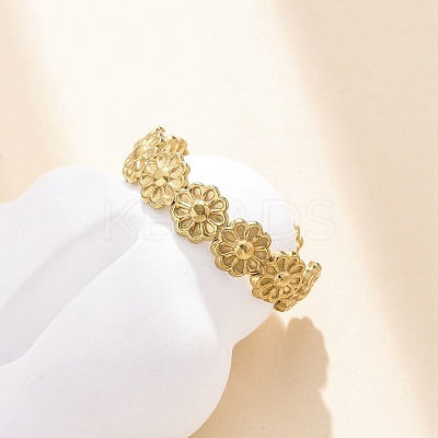 304 Stainless Steel Open Cuff Ring for Women RJEW-Z083-01G-1