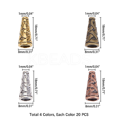 Tibetan Style Alloy Bead Cone TIBEB-PH0004-70-RS-1