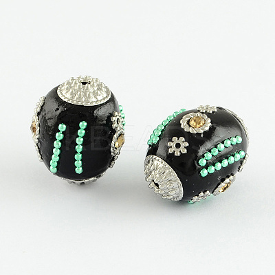 Oval Handmade Grade A Rhinestone Indonesia Beads IPDL-S010-1