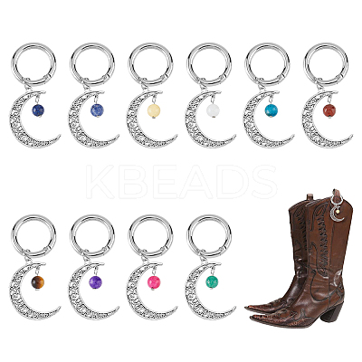 20Pcs 10 Style Tibetan Style Gemstone Bead Shoe Charms HJEW-AB00708-1