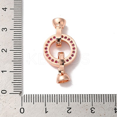 Rack Plating Round Ring Brass Micro Pave Cubic Zirconia Fold Over Clasps KK-F873-22RG-02A-1