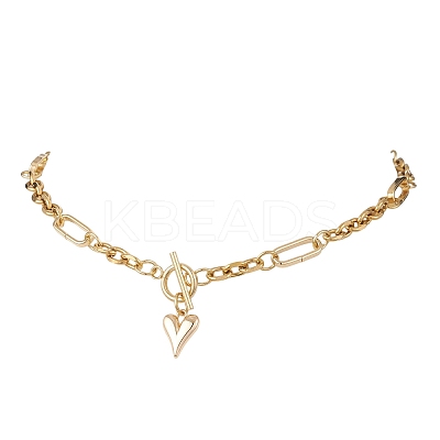 304 Stainless Steel Heart Pendant OT Necklaces for Women NJEW-JN05632-1