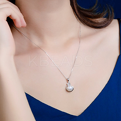 Plastic Imitation Pearl & Alloy Pendant Necklaces WG4C35F-03-1