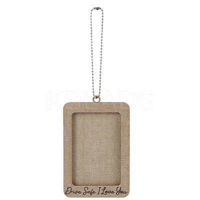 Rectangle with Word Drive Safely I Love You Wood Hanging Photo Frame HJEW-SP0001-19C-1