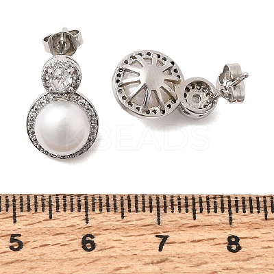 Brass Micro Pave Cubic Zirconia Stud Earrings CU-CBABA66-08P-1