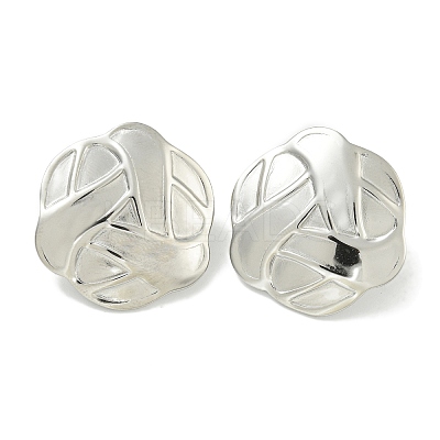 Non-Tarnish Flower 304 Stainless Steel Stud Earrings EJEW-G400-29P-1