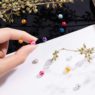 6mm Multicolor Round Glass Pearl Beads About 200pcs for Jewelry Necklace Craft Making HY-PH0008-6mm-01M-1