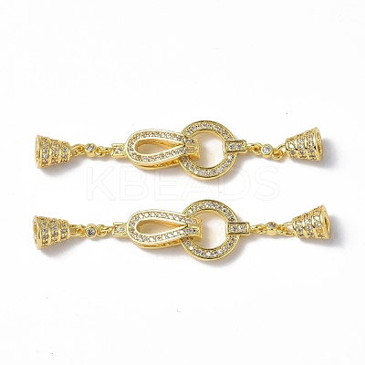 Brass Crystal Rhinestone Fold Over Clasps KK-P223-26G-1