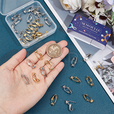 40Pcs 2 Colors Brass Clip-on Earring Converters Findings KK-SC0004-18-1