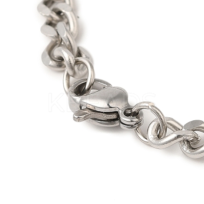 201 Stainless Steel Virgin Mary Oval Pendant Twisted Chain Necklaces NJEW-Q002-04P-1