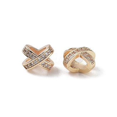 Rack Plating Brass Micro Pave Cubic Zirconia European Beads KK-H451-18G-1