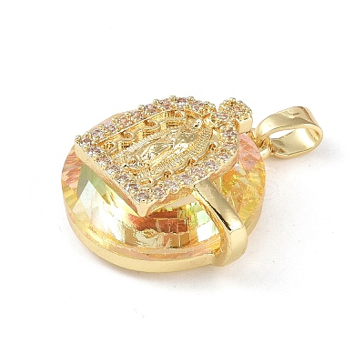 Brass Cubic Zirconia with Glass Pendents KK-Q815-12G-1