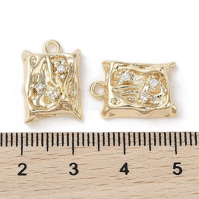 Brass Micro Pave Clear Cubic Zirconia Pendants KK-G491-19G-1