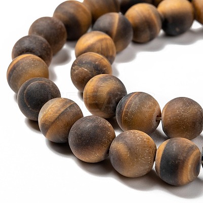Natural Frosted Tiger Eye Round Bead Strands LS-G-M064-10mm-02-1