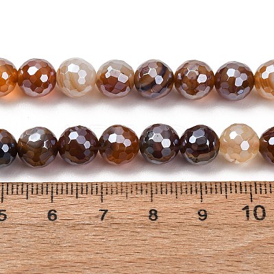 Electroplated Natural Agate Beads Strands G-B191-A07-8mm-13-1