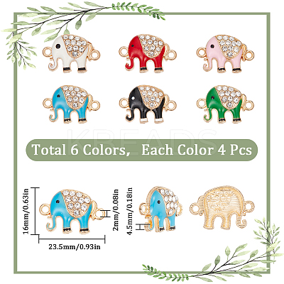 24Pcs 6 Colors Alloy Crystal Rhinestone Connector Charms ALRI-SC0001-40-1